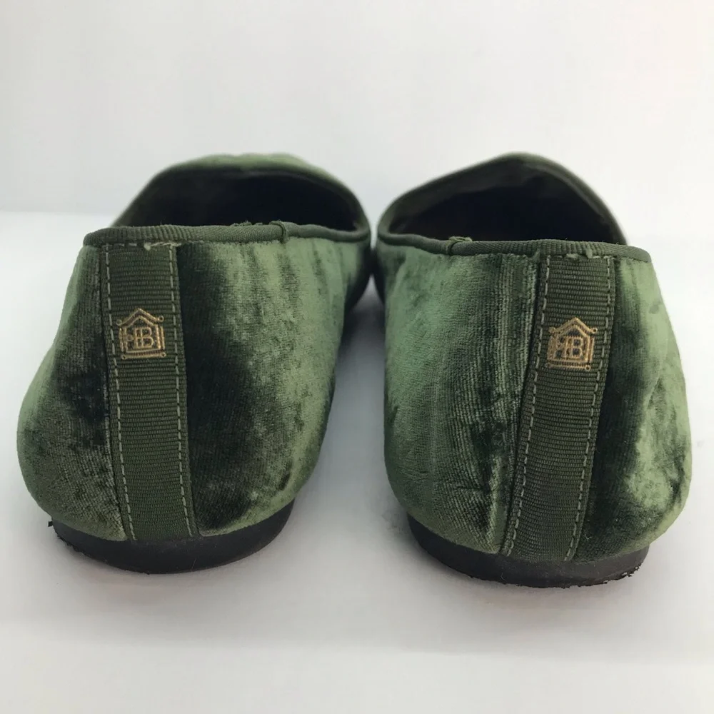 Birdies Women's The Heron Green Plush Velvet Loafers Flats Shoes